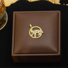 Best-Selling Full-Diamond Leopard, Tiger, Lion Pendant, High-End Stylish Versatile Necklace Accessory - P-67 Golden Cheetah Head 3 - View 4