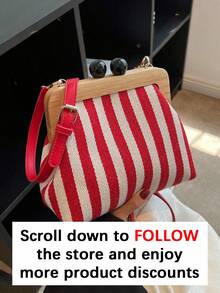 Chiếc túi đeo chéo bằng vải canvas kẻ sọc thời trang dành cho nữ này có thiết kế phối màu tương phản và dây đeo vai có thể điều chỉnh. Kiểu dáng tối giản và đa năng, thanh lịch và thời trang, phù hợp cho các buổi hẹn hò, mua sắm, đi làm và nhiều dịp khác nhau. - Nhiều màu - Xem 2