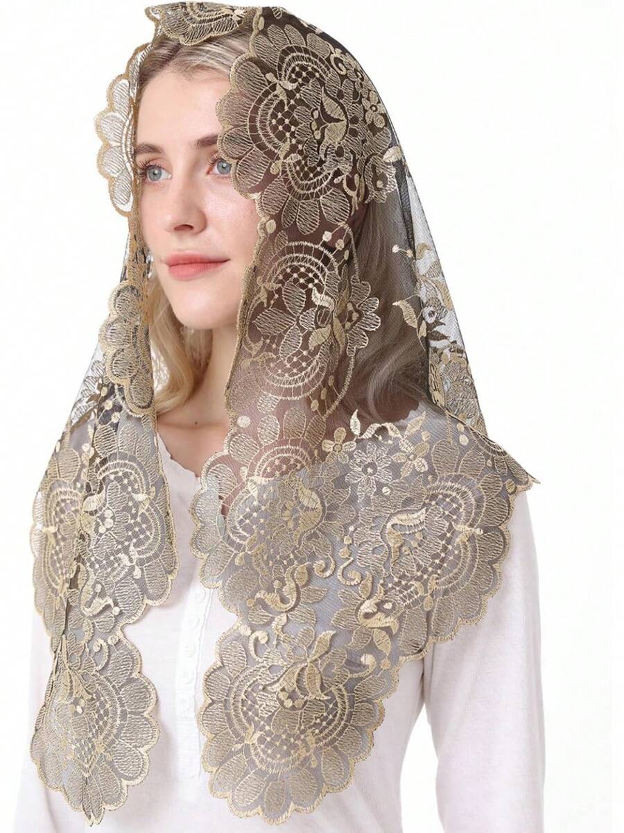 ¡RecomendadoAmmmscaf - Velo de iglesia para mujer, velo de capilla, católico, latino, velo de masa, bordado de encaje, cubierta para la cabeza¡Top de Temporada - blanco elegante - Ver 1