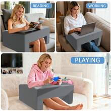 Multi-Functional Lap Pillow Desk - GamingPillow For Lap, Reading Pillow For Adults &Book Pillow With Storage And Adjustable - 淺灰色 - 查看 3