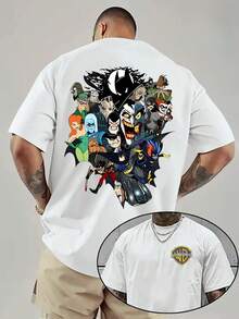 Warner Bros ¡Camisetas para hombre, estilo Gotham! ¡Una serie de camisetas con estampados de personajes que te traen un estilo oscuro y moderno! Impresión a doble cara, ideal para todas las estaciones, y también para mujer, ligeras y cómodas. - Blanco - Ver 1