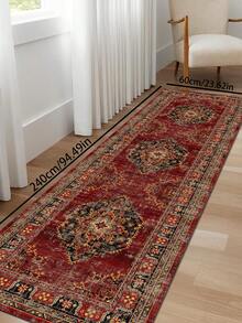 1pc Vintage Palace Persian Style Carpet, Bohemian Geometric Pattern Polyester Rectangular Printed Rug, Easy To Clean And Machine Washable, Suitable For Home Hallway, Stairs, Entrance, Bedroom Bedside, Home Decor - Multicolor - View 15