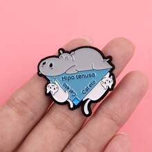 Hippo Quote Enamel Brooch - Cute Badge For Backpacks And Clothes - White - View 10