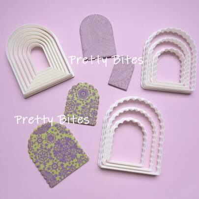 6pcs/Set Arch Shaped Cookie Cutter Mold Geometric Arch Shaped Blessing Frame Fondant Cookie Cutting Die Baking Cake Decorations