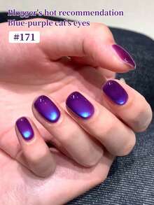 XEIJAYI 1PC 15ML Blue Purple Cat Eye Gel Nail Polish, UV LED Curing, Long-Acting Fast Drying Nail Art Gel - Ideal Gift For Women - 藍色 - 查看 5
