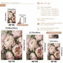 1pc Vintage Peony Floral Oil Painting On Canvas, Wooden Frame Wall Art Decor, Elegant Still Life Home Decoration, Ideal Gift - Multicolor - View 10