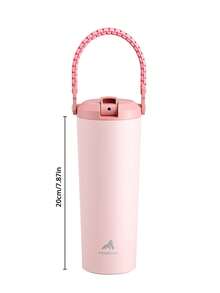 24oz Stainless Steel Vacuum Insulated Travel Mug With Straw And Leak-Proof Lid, Reusable Coffee Cup Or Water Bottle For Hot & Cold Drinks, Double Wall Insulated Bottle For Sports, Gym, Travel, School, Gifts - Pink - View 7