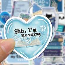 50pcs Blue Bookish Graffiti Stickers Decorative Water Cups Notebook Luggage Waterproof Stickers - D - 查看 4
