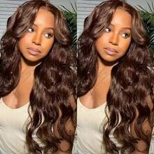 30 Inch #4 Brown Body Wave 13x4 Lace Frontal Wigs Body Wave Human Frontal Hair HD Transparent Real Hair Brazilian Virgin 5*5 Pre Bleached Pre Plucked Pre Everything 3S Easy To Ready To Wear Natural Wave Pre Plucked With Baby Hair 200% Density Glueless Bleached Knots Lace Front Blended Wigs - Brown - View 8