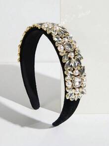 Royal 1pc Women's Glamorous Jewel Decorated Wide Headband With Faux Pearl Embellishment For Catwalk Tiaras,Hairband,Hair Hoop Headbands Hair Accessories Head Accessories - 白色 1 - 查看 9