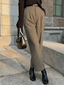 Women's High Waist Slim Straight Leg Pants, Suitable For Daily Commute - Grey - View 2