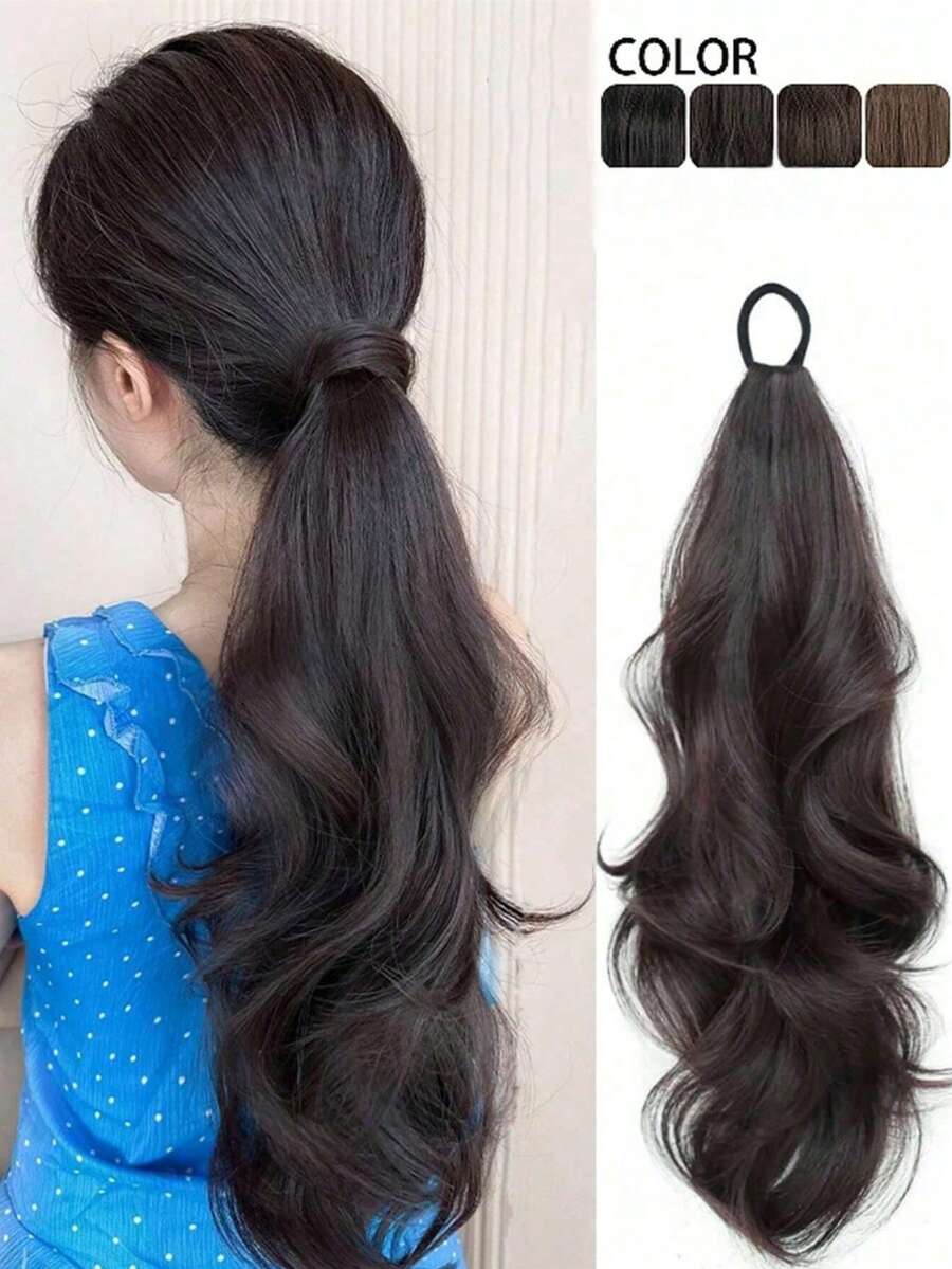 Ponytail Wig With Big Wavy Curls, Natural Fluffy Lazy Braided Ponytail Hair Scrunchie - Multicolor - View 1