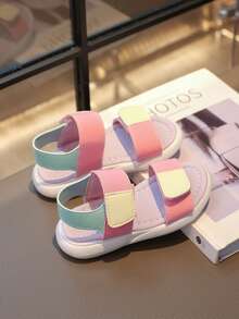 1 Pair 2026 New Girls' Flat Sandals, Comfortable Breathable Non-Slip Soft Bottom Beach Shoes - Pink - View 7