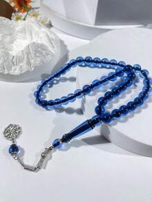 45颗10毫米经典优雅圆形珠子手链，穆斯林祈祷念珠 - 藍色 - 查看 5