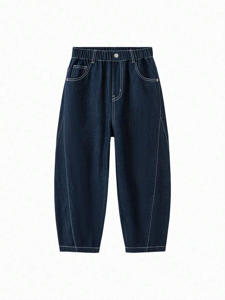 Balabala 男童弯腿牛仔裤，轻薄牛仔面料，夏季长裤 2026 - 牛仔深藍 - 查看 1