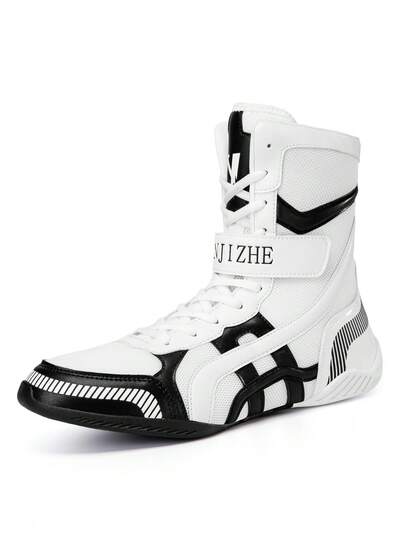 TACHUAN 1双男士高帮专业拳击鞋、摔跤训练靴、泰拳鞋、健身武术运动鞋