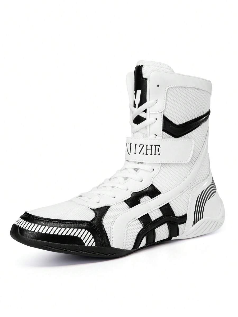 TACHUAN 1 Pair Men's High-Top Professional Boxing Shoes, Wrestling Training Boots, Muay Thai Kickboxing Shoes, Fitness Martial Arts Sneakers