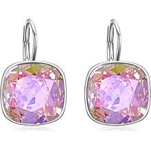 ¡RecomendadoAOBOCO - Aretes de plata esterlina adornados con cristales de Austria, aretes de vidrio cuadrados con corte de cojín, hipoalergénicos, joyería de aniversario de cumpleaños, regalos para mujeres¡Top de Temporada - Negro - - Ver 21