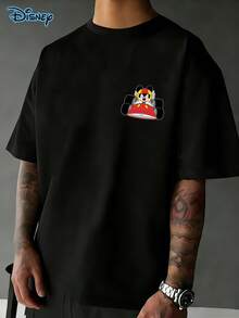 [Disney Authorization] Vintage Tomorrowland Racing T-Shirt, Disney Mickey Mouse And Car Tee, Mickey And Friends, Men's Summer Pure Cotton T-Shirt, Disneyland Family Matching Group Tee, Unisex T-Shirt, Suitable For Gatherings, Sports, Daily Wear, And Vacations, Ideal Choice For Racing Enthusiasts, Men's Gift - Black - View 2