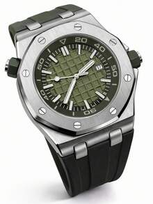 Men's Sports Watch With Battery And Simulated Automatic Design - Verde oscuro - Ver 1