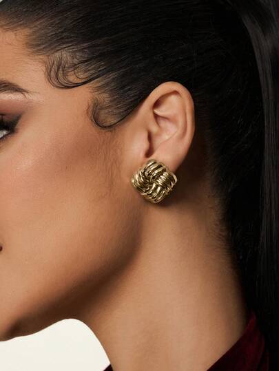 1 par Pendientes de tachuela de moda & estilo punk girante cuadrado & cruzado con botón diariamente & ropa de oficina