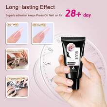 2Pcs 30g Semi Solid Nail Glue For Press On Nails Tips Super Strong Gel Nail Glue No UV Lamp Need Quick Drying Gel Long Lasting For Fake Acrylic Nails - 2pcs - 查看 4