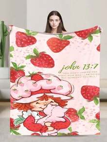 Strawberry Merch Shortcake Throw Blanket Warm Blankets Breathable Air Conditioner Blanket For Car Classic Outdoor Blankets For Picnic For All Season-280gsm - 彩色 - 查看 11