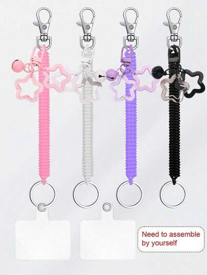 Porte-clés élastique rétractable multifonctionnel avec support de téléphone portable, lanière spirale extensible pour poignet, porte-clés, porte-clés rétractable anti-perte avec corde à ressort, détachable, à assembler soi-même, pour mère, famille, amis, anniversaire, vacances, charm de téléphone, chaîne de téléphone, pour hommes et femmes, fournitures scolaires, cadeau souvenir