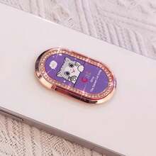 1pc Cute Cat Metal Phone Grip Stand With Rhinestone, Finger Ring Holder, Rotatable Desk Phone Holder, Multifunctional Slouchy Phone Grip - Multicolor - View 16
