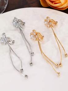 Luxury Zirconia Butterfly Tassel Drop Earrings For Women Ear Clip Earring Girls No Piercing Statement Earring Wedding Jewelry Gift - Butterfly Tassel Ear Clips - View 6