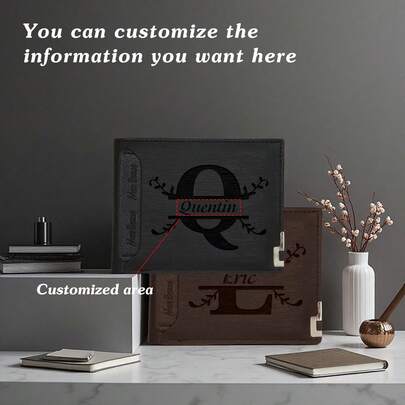 1pc Custom Men's Leather Wallet - Engraved Initials Laser Engraving Ideal Gift For Dad Son's Birthday Anniversary Christmas Father's Day Thanksgiving - Dark Brown Elegant Birthday Gift For Men Wallet Mini Wallet Purse Wallet Men Wallet Leather Small Wallet, Multifunction, Versatile, Large Capacity, Lightweight, Functional, Practical, All-Purpose, Foldable, Colorful, Cute, Adorable, Contracted, Funny, Kawaii, Y2K, Minimalist, Commuting, Business Casual, Basics Easter Gift Easter Party Supplies Easter Basket Stuffers