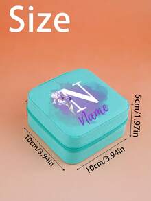 Personalized Jewelry Box-With Birth Flower, Custom Name Travel Jewelry Box, Customized Letters Jewelry Boxes For Women, Men Jewelry Box, Jewelry Box Organizer, Customizable Valentine'S Day, Travel, Convenient, Birthday Gifts, Couples, Family, Mom - Style C - View 2