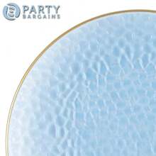 PARTY BARGAINS 13-Inch Charger Plates - 8 Pack, Hammered Blue Gold Rim, Heavy-Duty Disposable Chargers For Elegant Dining - Ideal For Weddings And Formal Events - 錘紋藍金邊 - 查看 7