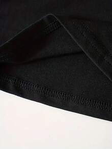 Camiseta de manga corta de verano para mujer, camiseta holgada de talla grande, tela de punto de algodón, estilo de moda callejera - Negro 2 - Ver 7