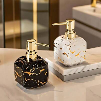 Luxury Ceramic Lotion Bottle, Hotel Bathroom Home Shower Gel Hand Wash Shampoo Refillable Pump Bottle