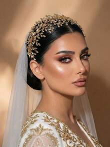 1件闪亮欧美风水晶发箍，适合新娘、生日派对、晚宴、女士发饰 - 銀色 - 查看 11