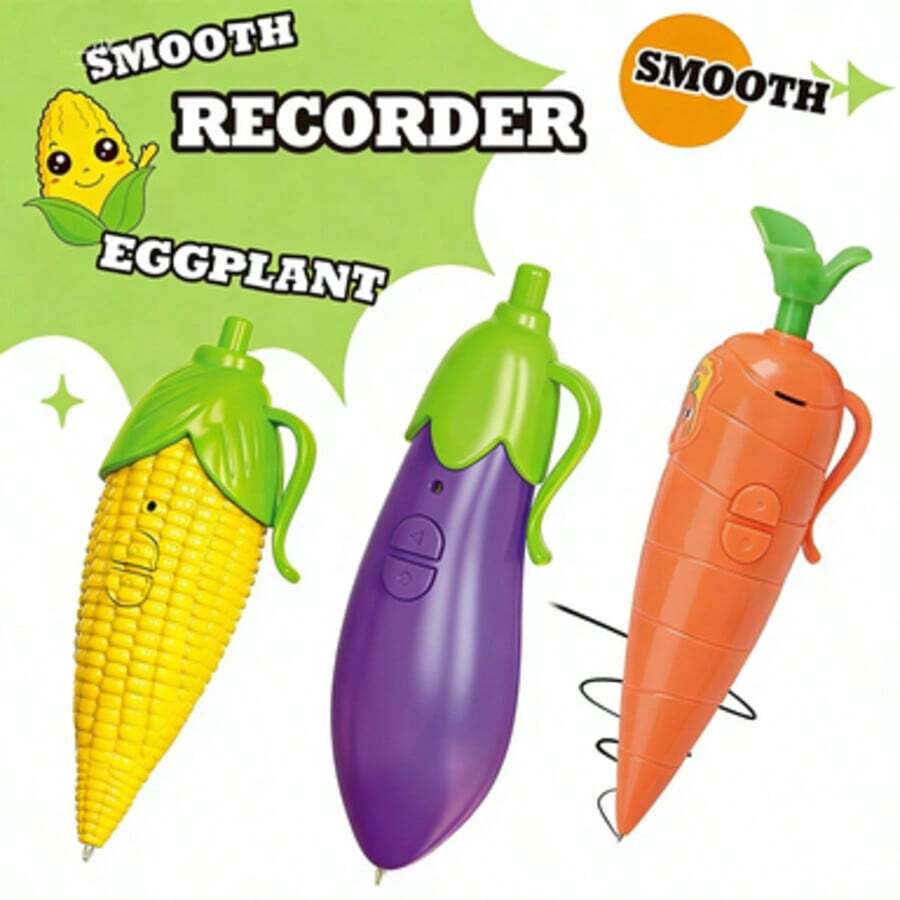 Cartoon Carrot Shaped Voice Recorder Pen, Cute Ballpoint Pen Voice Recorder, Student Portable Press-Type Stationery Pen - Perfect Gift - Holiday Gift - Birthday Gift - Adorable Signing Pen With Voice Recording - Multicolor - View 1