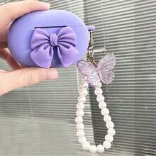 Purple Bow-Knot Silicone Protective Case For Studio Buds Wireless Bluetooth Earphones, Anti-Fall Anti-Slip - Mauve Purple - View 2