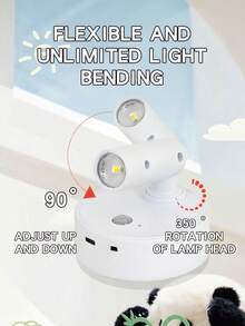 LED Rechargeable Wall Lamp, Magnetic Spotlight, Dimmable Painting Light, Bedside Reading Lamp, Eye-Care Bedroom Night Light, Wireless No-Punch, 360° Rotatable Touch Control, With 2000mAh Lithium Battery, Non-Waterproof ABS And Plastic - Rotating Spotlight - View 6