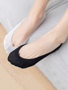 1/5/10 Pairs Women's Silicone Non-Slip Invisible Boat Socks, Ultra-Thin Seamless Shallow Mouth Boat Socks, Ice Silk Boat Socks For Summer - Multicolor - View 4