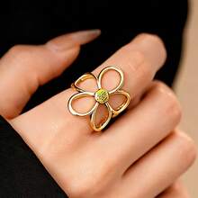 1. 小众设计夸张雏菊戒指，简约高端，开口式设计，时尚百搭的食指戒指 - 彩色 - 查看 7
