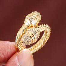 1件装时尚鼓槌形交叉对称设计人造可调节开口环 - 彩色 - 查看 9