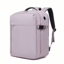 Mochila de cabina Ryanair, equipaje bajo asiento, apertura 180°, impermeable, con compartimento para portátil, varios bolsillos, correa para maleta, ideal para trabajo, escuela, fitness y vi - Morado – Grande (40 x 20 x 30 cm) - Ver 12