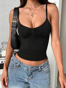 GAOVOT Ropa deportiva de verano para mujer, top estilo Y2K cool girl para ejercicio, ir al trabajo y uso diario, color negro - Negro - Ver 4