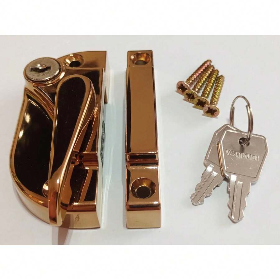 BOX OF 10 Sliding Sash Window Fitch Lock Brass Keyed Lockable Screws UPVC Timber - 1PC - View 1