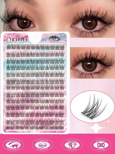 156 Ultra-Thin Individual Lash Clusters, Natural And Long, DIY Graftable Eyelashes, Lightweight And Natural, Suitable For Beginners, DIY Individual Lash Clusters, Suitable For Daily Makeup