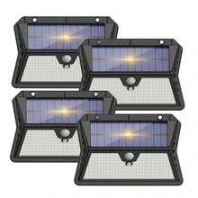 Nouvelle arrivée 185LED Lumière murale solaire Capteur de mouvement PIR Étanche Rechargeable Pour Extérieur Cour Couloir Villa - T-185 - Voir 12