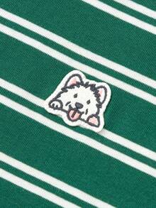 Balabala Children's Short Sleeve T-Shirt, Boys & Girls, Striped Quick-Dry Fabric, Matching Family Outfits, Summer Top - Green Tone - View 6