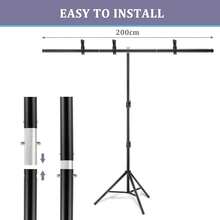Portable Backdrop Stand Kit | Height Adjustable Photo Background Support Stand With 3 Clip Clamps For Photography, Video & Studio Shooting - 2M - View 2