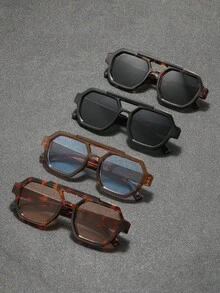 Bộ 4 cặp/2 chiếc - Kính mắt thời trang đường phố cổ điển, cá tính với họa tiết da báo hình học, dành cho cả bé trai và bé gái. Thích hợp cho lái xe, câu cá, cắm trại, sử dụng hàng ngày, kỳ nghỉ biển nhiệt đới và phụ kiện công sở. - Nhiều màu - Xem 1